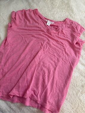 Athleta Pink V-Neck Short Sleeve Tee